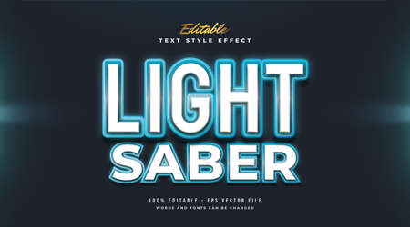 Light Saber Text Style with Glowing Neon Effectのイラスト素材