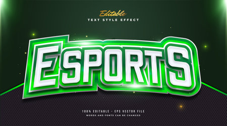 Green Esport Text in Game Style with Curved Effectのイラスト素材