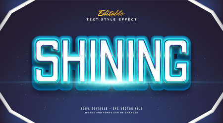 Editable Bold Text Effect in Blue Shining Style and Neon Effect