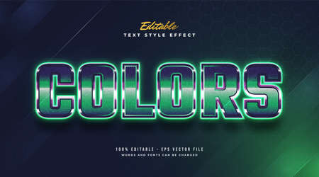 Editable Text Effect in Retro Style and Glowing Green Neon Effectのイラスト素材