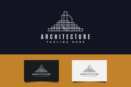 Abstract Real Estate Logo in Line Style. Construction, Architecture or Building Logo Design Templateのイラスト素材