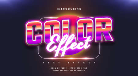 Colorful Text Style with Glowing Neon and 3d Embossed Effect. Editable Text Style Effectのイラスト素材