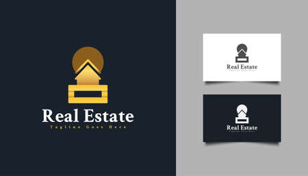 Gold Real Estate Logo. Construction, Architecture or Building Logo Design Templateのイラスト素材