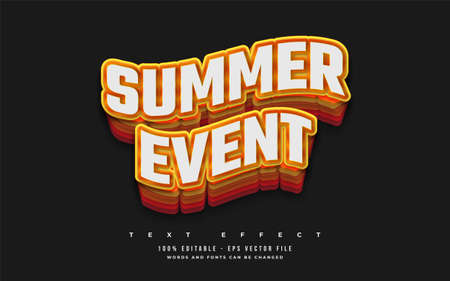 Summer Event Text in Colorful Cartoon Style with Wavy Effect. Editable Text Style Effectのイラスト素材
