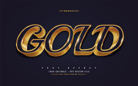 Luxury Blue and Gold Text Style with 3D Embossed Effect. Editable Text Style Effectsのイラスト素材