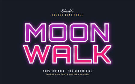 Purple and Pink Text Style with Glowing Neon Effect. Editable Text Style Effectのイラスト素材