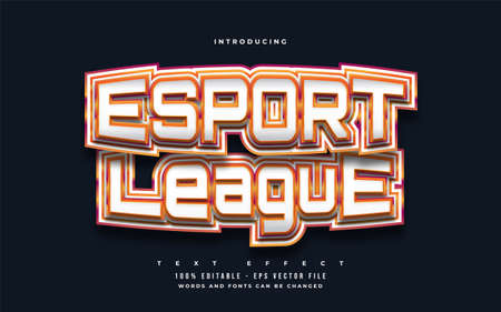 Esport League Text in Gaming Style with 3D Embossed Effect. Editable Text Style Effectのイラスト素材