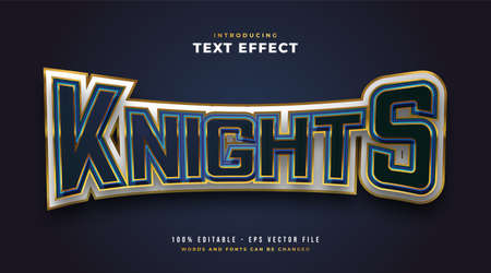 Knights Text in E-sport Style with Curved and 3D Embossed Effect. Editable Text Style Effectのイラスト素材