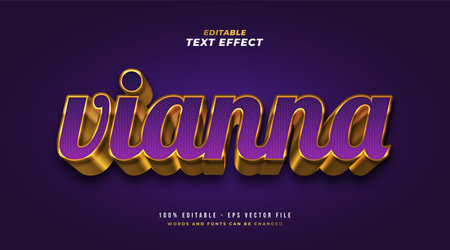 Luxury Violet and Gold Text Style with 3D Embossed Effect. Editable Text Style Effectのイラスト素材