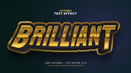 Brilliant Text Style in Blue and Gold with Embossed Effect. Editable Text Style Effect