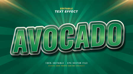 Green Avocado Text with Cartoon Style and Embossed Effect. Editable Text Style Effectのイラスト素材
