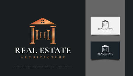 Luxury Real Estate Logo Design with Pillar Concept. Construction, Architecture or Building Logo Designのイラスト素材