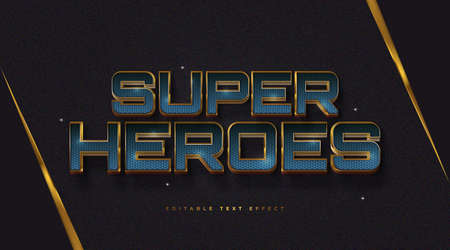 Luxury Blue and Gold Text Style with 3D Embossed Effect. Editable Text Style Effect