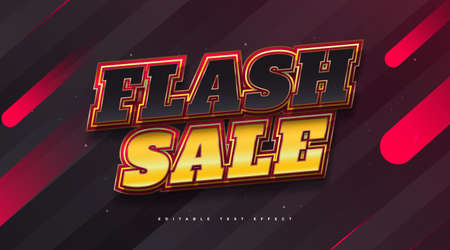 Flash Sale Text in Black and Orange with Embossed Effect. Editable Text Style Effectのイラスト素材