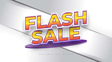 Flash Sale Text in Cartoon Style with Orange Gradient. Editable Text Style Effectのイラスト素材