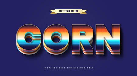 Colorful Retro Text Style with 3D Effect. Editable Text Effectのイラスト素材