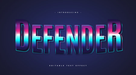 Defender Text in Colorful Retro Style with Sparkling Effectのイラスト素材