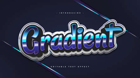 Colorful Gradient Text with Retro Style and Shiny Effect. Editable Text Style Effect