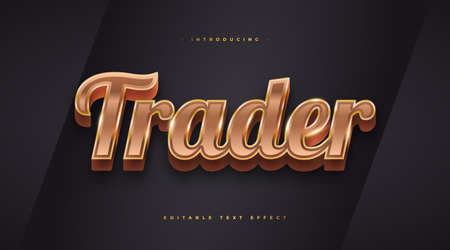 Gold Trader Text Style with 3D Effect. Editable Text Style Effectのイラスト素材