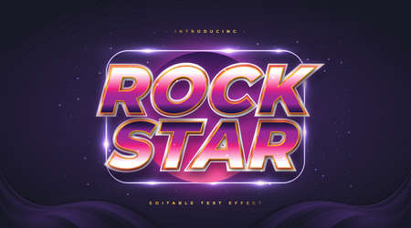 Colorful Rock Star Text in Retro Style with Glitter and Glowing Effect. Editable Text Style Effectのイラスト素材