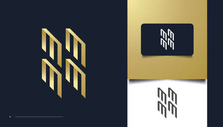 Initial Letter M Logo Design Template. MMMM Logo Design Suitable for Multimedia, Technology, Creative Industries, Entertainment, and Other Businessesのイラスト素材