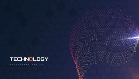 Abstract Futuristic Technology Background with Dotted Wave Concept. Suitable for Cover, Presentation, Banner or Landing Pageのイラスト素材