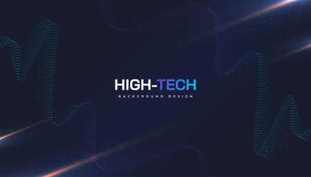 Abstract Futuristic Technology Background with Dotted Wave and Rays Effect. Suitable for Cover,...