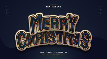 Colorful and Elegant Merry Christmas Text with Cartoon Style. Editable Text Style Effectのイラスト素材