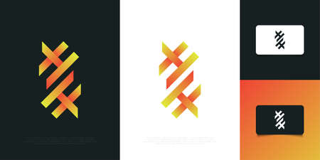 Modern and Abstract Initial Letter H and H Logo Design Template. HH Logo Designのイラスト素材