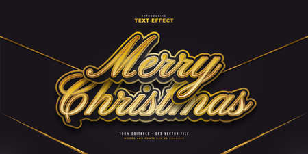 Elegant Black and Gold Text Style with Cartoon Effect. Editable Text Style Effectのイラスト素材