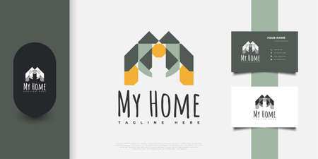 Colorful House Logo Design with Letter M Concept. Simple Home Logo or Symbolのイラスト素材
