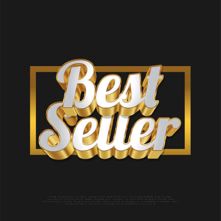 Elegant Best Seller Badge Design in White and Gold Style. Certified product. Quality Badge or Emblemのイラスト素材