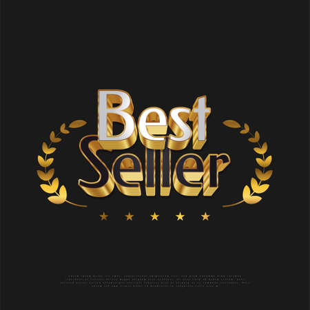 Luxury Best Seller Badge Design in Black and Gold Style. Certified product. Quality Badge or Emblemのイラスト素材