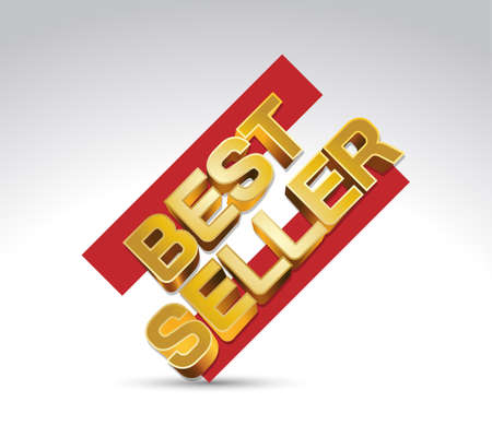 3D Best Seller Badge or Emblem in Red and Gold. Best Seller Icon for Your Storeのイラスト素材