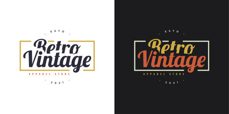 Set of Vintage and Retro Badge, Label, or Emblems for Apparel Store Logo, or Other Business. Retro Symbol for Clothのイラスト素材