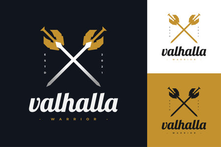 Elegant Crossed Swords Logo or Icon. Sword Crests for Emblem or Identityのイラスト素材