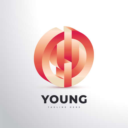 3D Initial Letter Y and O Logo Design. YO or OY Monogram Logo or Iconのイラスト素材