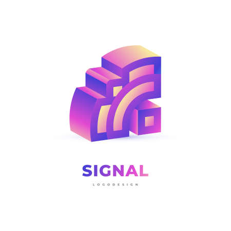 3D Colorful Wifi Logo Design Template for Business or Technology. Signal Logo or Iconのイラスト素材