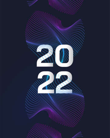 Happy New Year 2022 Poster Design with Colorful and Futuristic Style. New Year Celebration Design...