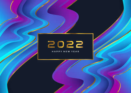 Happy New Year 2022 Banner or Poster with Colorful Fluid Background Design. New Year Celebration Design Template for Flyer, Poster, Brochure, Card, Banner or Postcardのイラスト素材