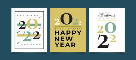 Happy New Year 2022 Poster Set Design with Elegant and Minimalist Style. New Year Celebration Design...