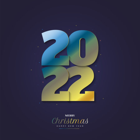 2022 New Year Banner or Poster with Colorful and Realistic Numbers. 2022 Symbol. Holiday Vector Illustrationsのイラスト素材