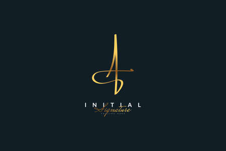 Initial A Logo Design with Handwriting Style. Letter A Signature Logo or Symbol for Wedding, Fashion, Jewelry, Boutique, Botanical, Floral and Business Identityのイラスト素材