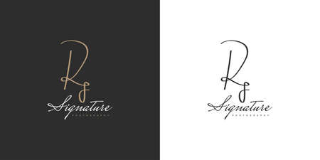 Initial R and F Logo Design with Handwriting Style. RF Signature Logo or Symbol for Wedding, Fashion, Jewelry, Boutique, and Business Identityのイラスト素材