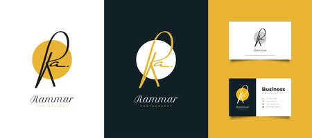 Initial RA Logo Design with Elegant and Minimal Handwriting Style. RA Signature Logo or Symbol for Wedding, Fashion, Jewelry, Boutique, Botanical, Floral and Business Identityのイラスト素材