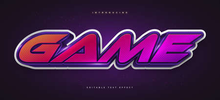 3D Colorful Game Text Style Effect with Halftone Texture. Editable Text Style Effectのイラスト素材