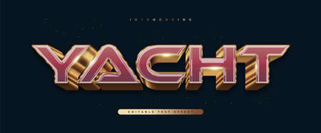 Bold Yacht Text in Elegant Red and Gold Text Style with 3D and Glitter Effectのイラスト素材