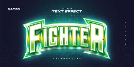 Green E-sport Text Style with Glowing Neon Effect. Editable Text Effect in E-sport Styleのイラスト素材