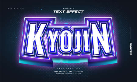 Editable E-sport Text Style with Glowing Blue and Purple Neon Effectのイラスト素材