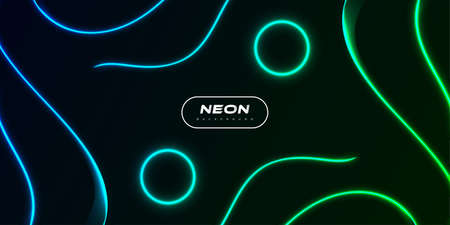 Modern and Futuristic Sci-Fi Background with Glowing Blue and Green Neon Effect Isolated on Dark Backgroundのイラスト素材